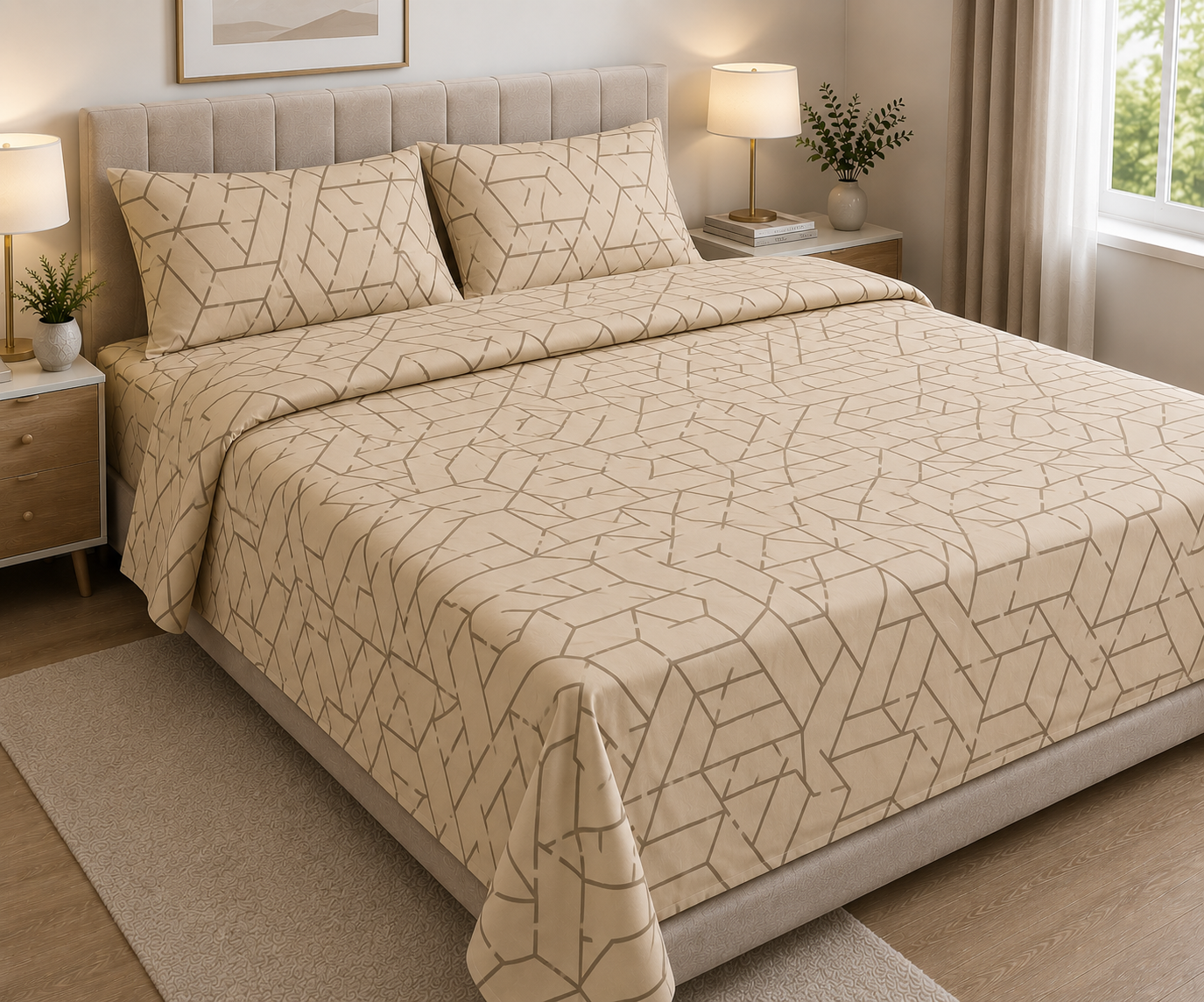 Golden Printed Bedsheet
