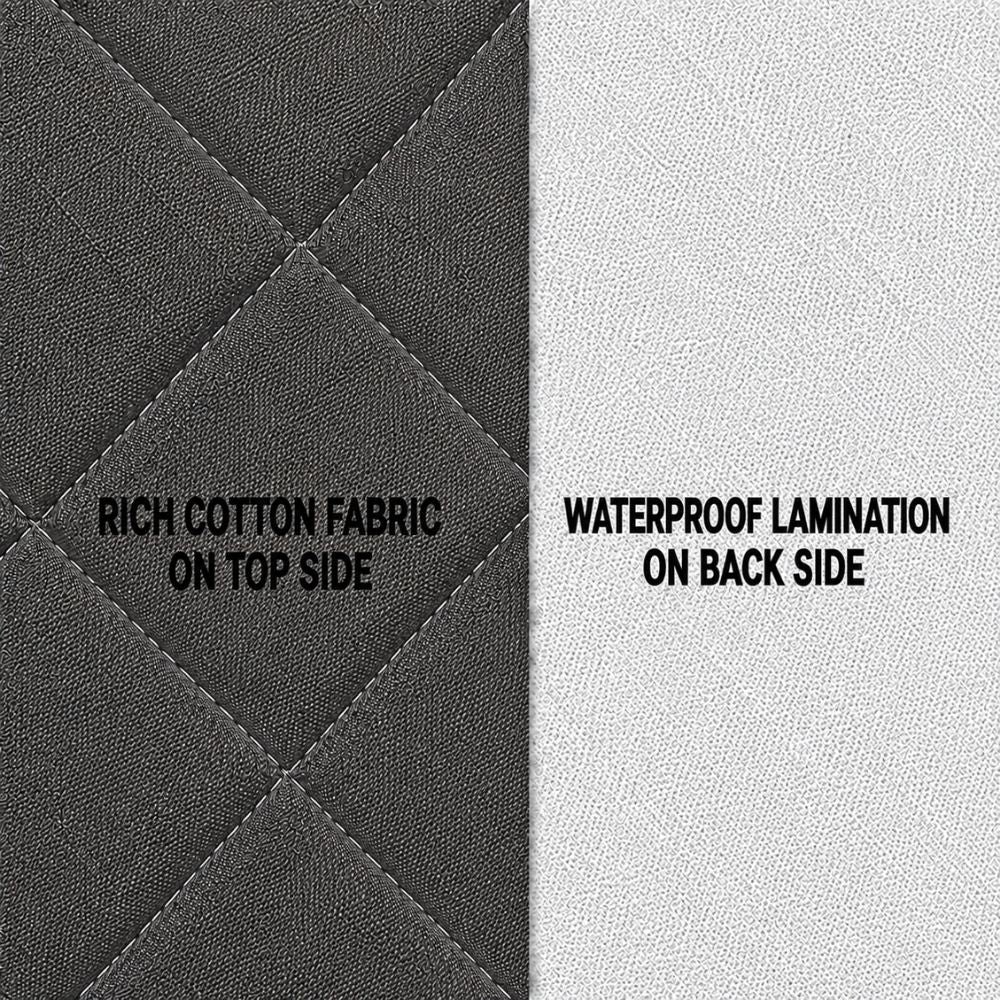Quilted Waterproof Mattress Protector Color With Elastic Fitting - GRAY