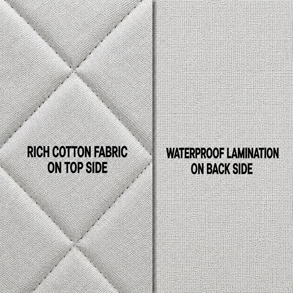 Quilted Waterproof Mattress Protector Color With Elastic Fitting - WHITE