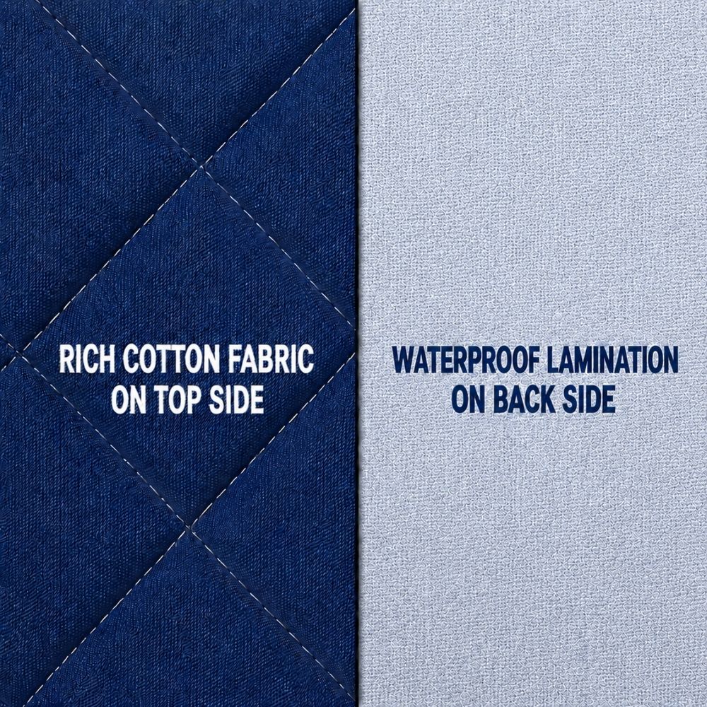 Quilted Waterproof Mattress Protector Color With Elastic Fitting - BLUE