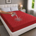 Quilted Waterproof Mattress Protector Color With Elastic Fitting - REDISH MAROON