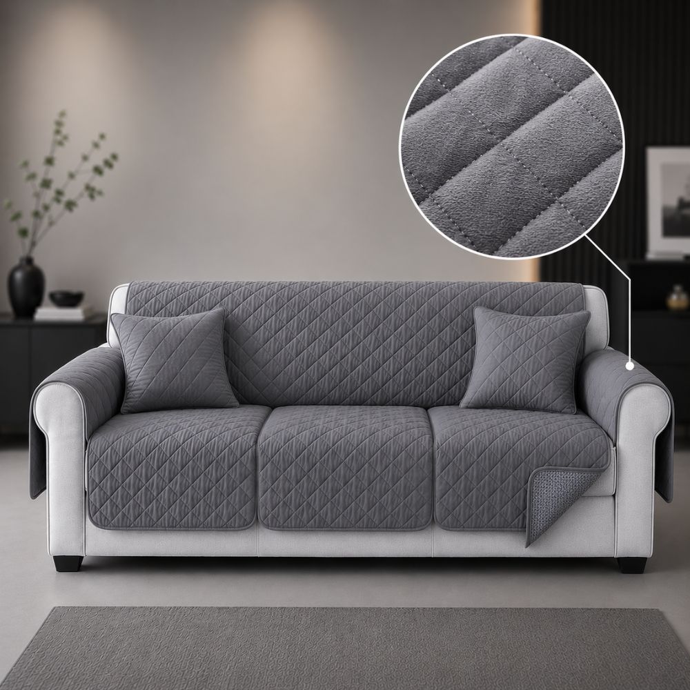 Fine Cotton Quilted Sofa Cover - Available in 4 colors