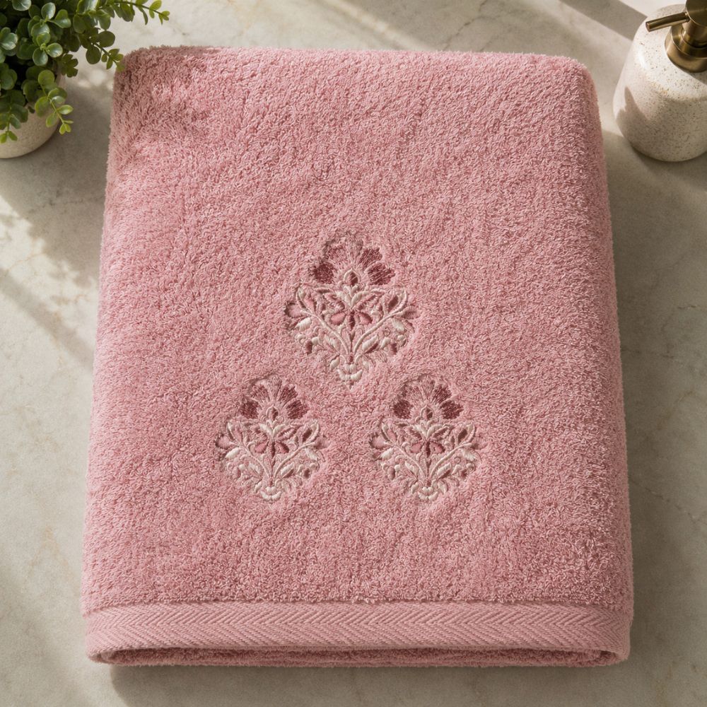 Petal Pink 3-Piece Combed Embroidered Towel Set