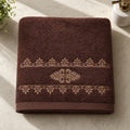 Brown 3-Piece Combed Embroidered Towel Set