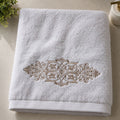 White 3-Piece Combed Embroidered Towel Set