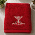 Red 3-Piece Combed Embroidered Towel Set