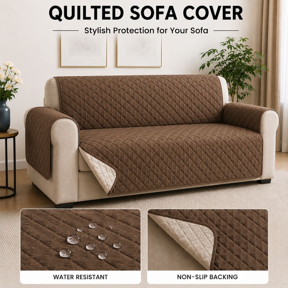 Premium Cotton Quilted Sofa Cover - Available in 5 Colors