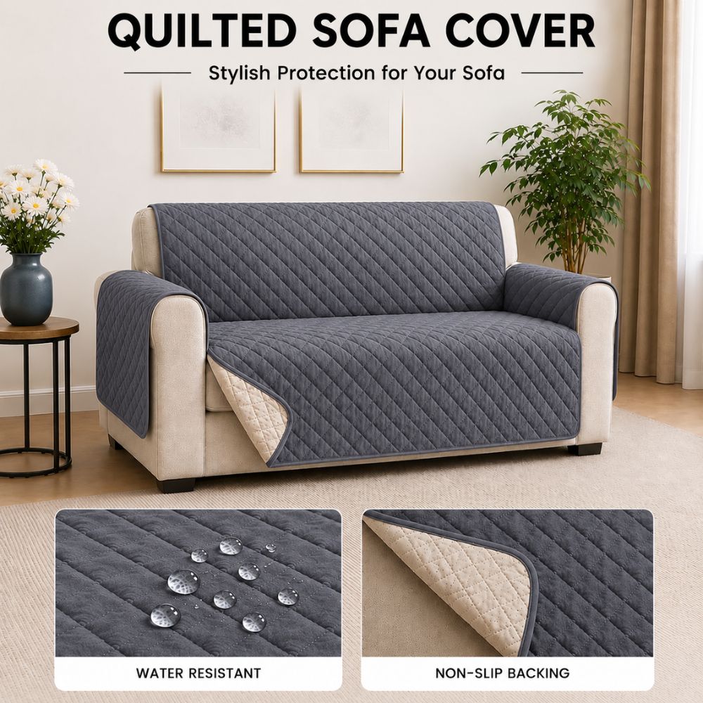 Premium Cotton Quilted Sofa Cover - Available in 5 Colors