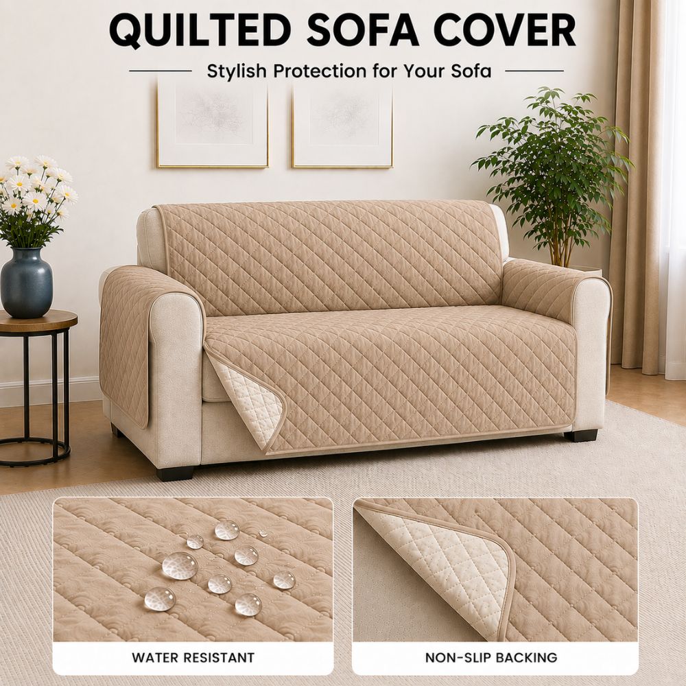 Premium Cotton Quilted Sofa Cover - Available in 5 Colors