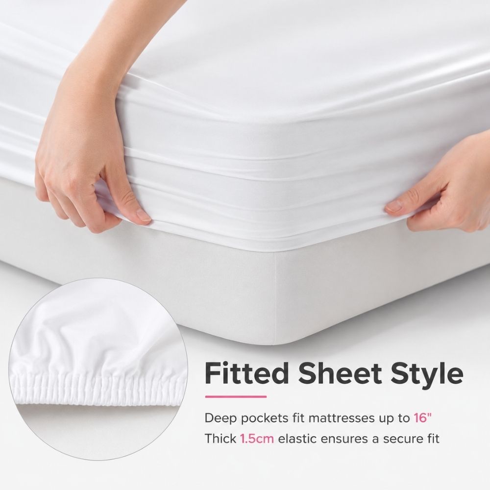 Terry Towel Waterproof Mattress Protector With Elastic Fitting – Pink