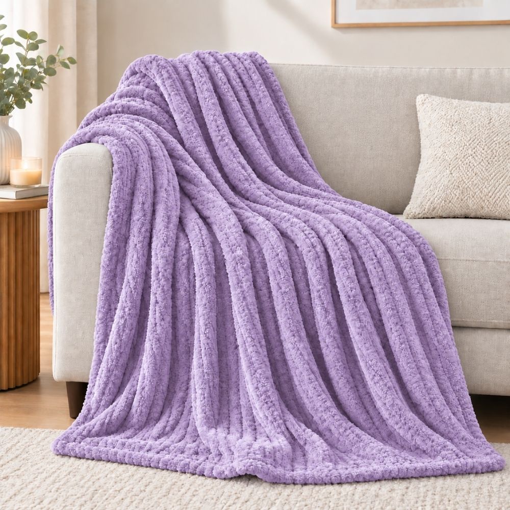 Ultra Soft Reversible Sherpa Throw Blanket – Lilac | Luxurious Comfort for Every Home