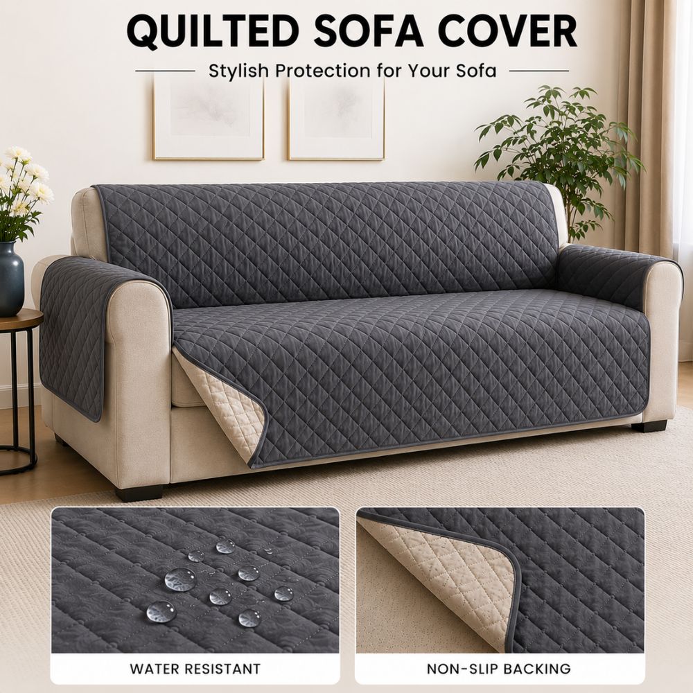 Fine Cotton Quilted Sofa Cover - Available in 5 colors