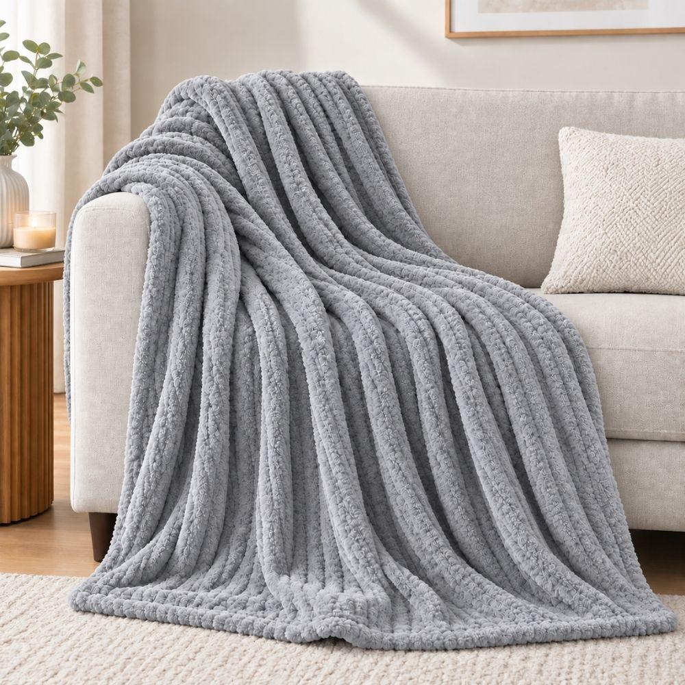 Ultra Soft Reversible Sherpa Throw Blanket – Silver| Luxurious Comfort for Every Home