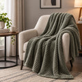 Ultra Soft Reversible Sherpa Throw Blanket – Olive Green| Luxurious Comfort for Every Home