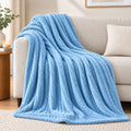 Flannel Moonlight Sky Blue Winter Blanket - Soft Mink Fleece Throw