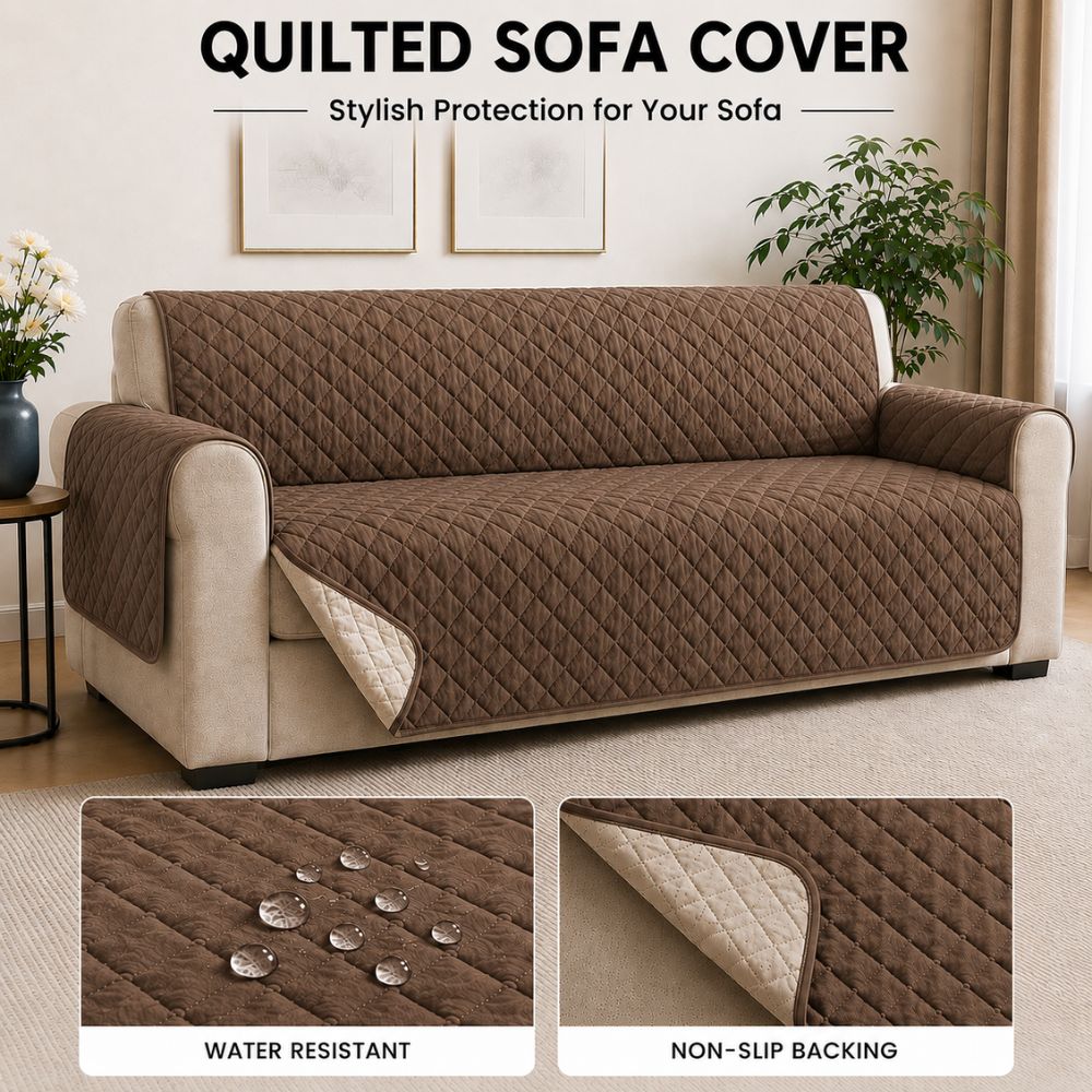 Fine Cotton Quilted Sofa Cover - Available in 5 colors