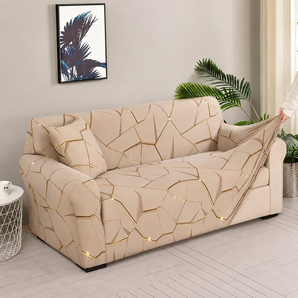 Golden Printed Premium Sofa Cover