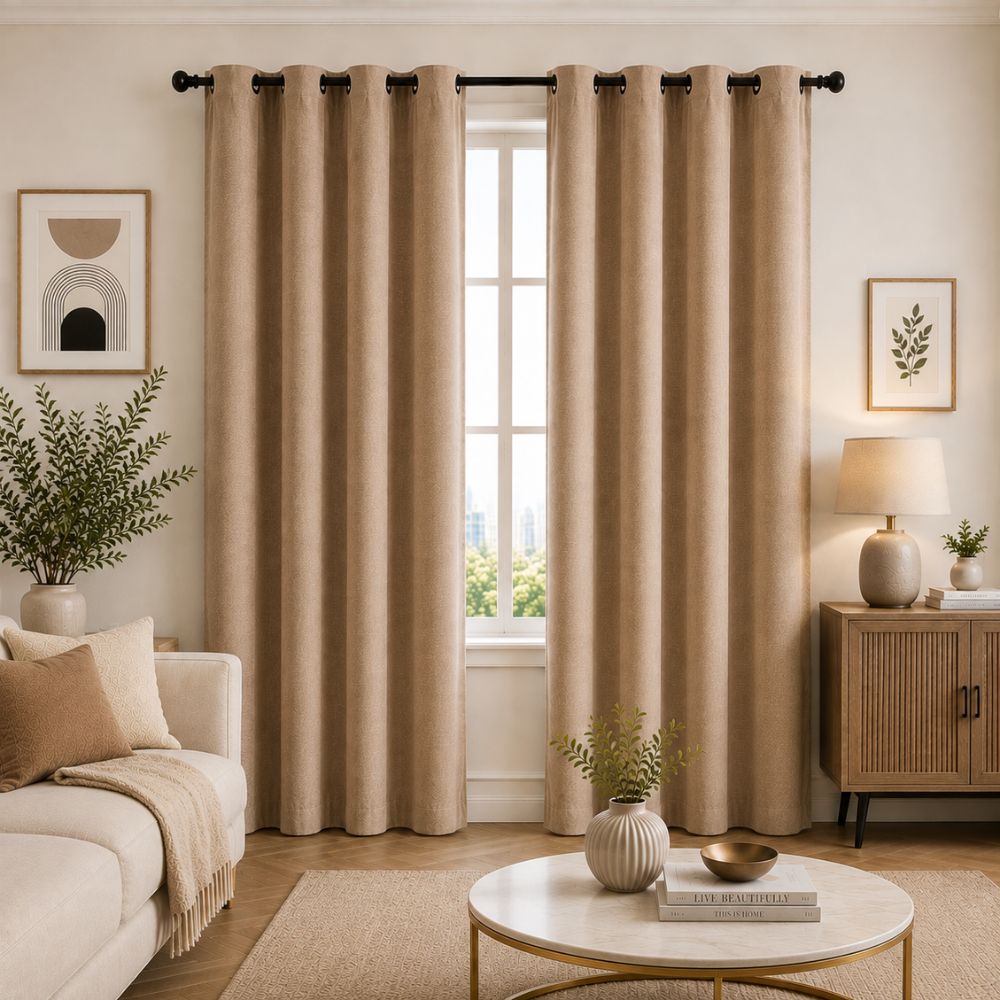 Premium Velvet Curtain for Bedrooms & Living Rooms - Brown