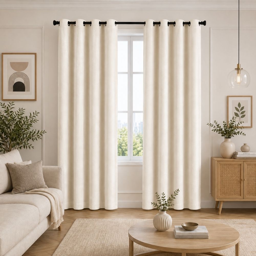 Premium Velvet Curtain for Bedrooms & Living Rooms - White