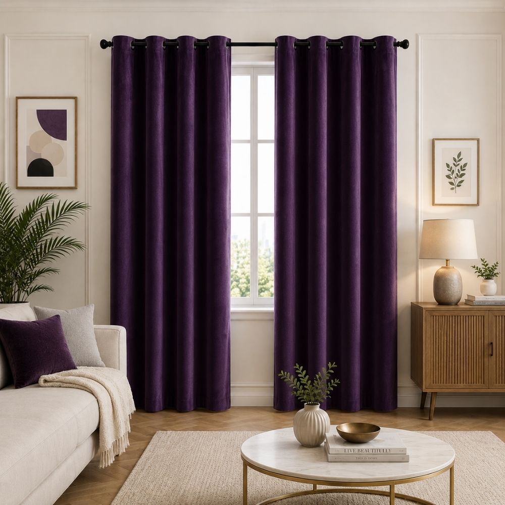 Premium Velvet Curtain for Bedrooms & Living Rooms - Dark Purple