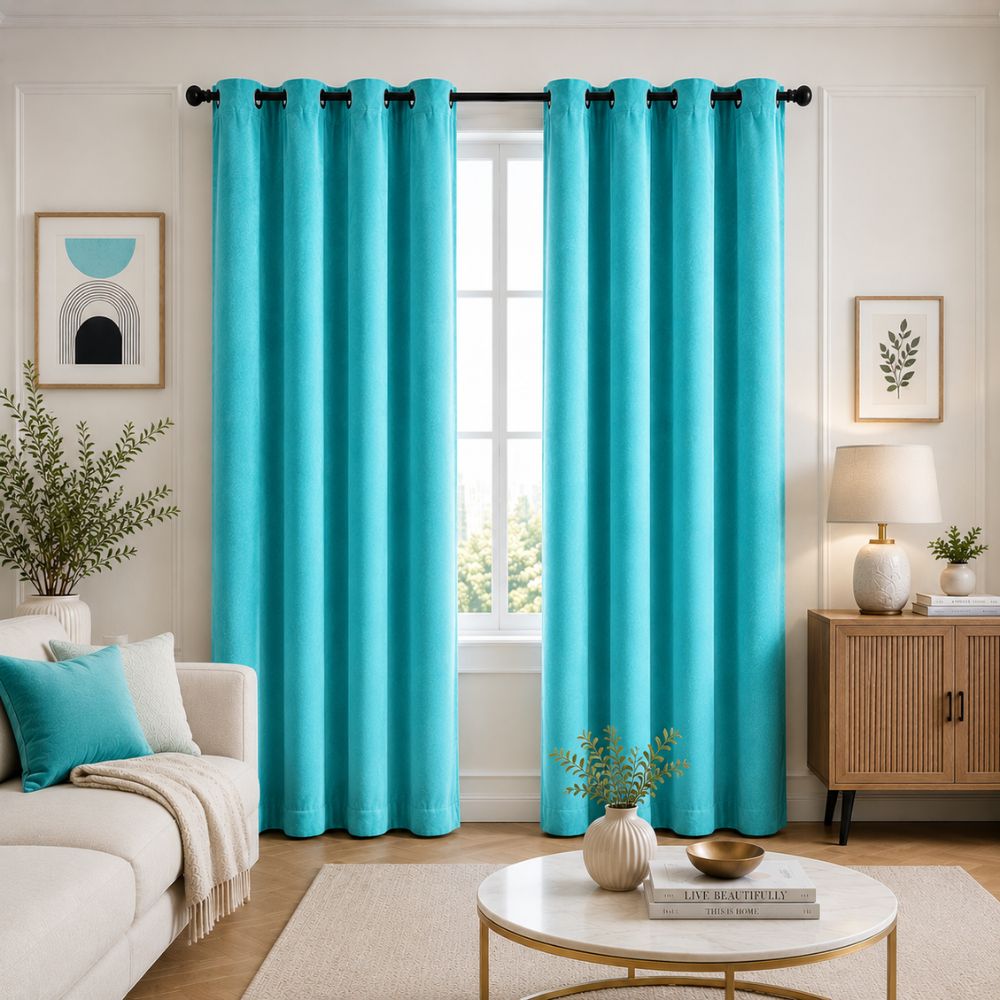 Premium Velvet Curtain for Bedrooms & Living Rooms - Firozi